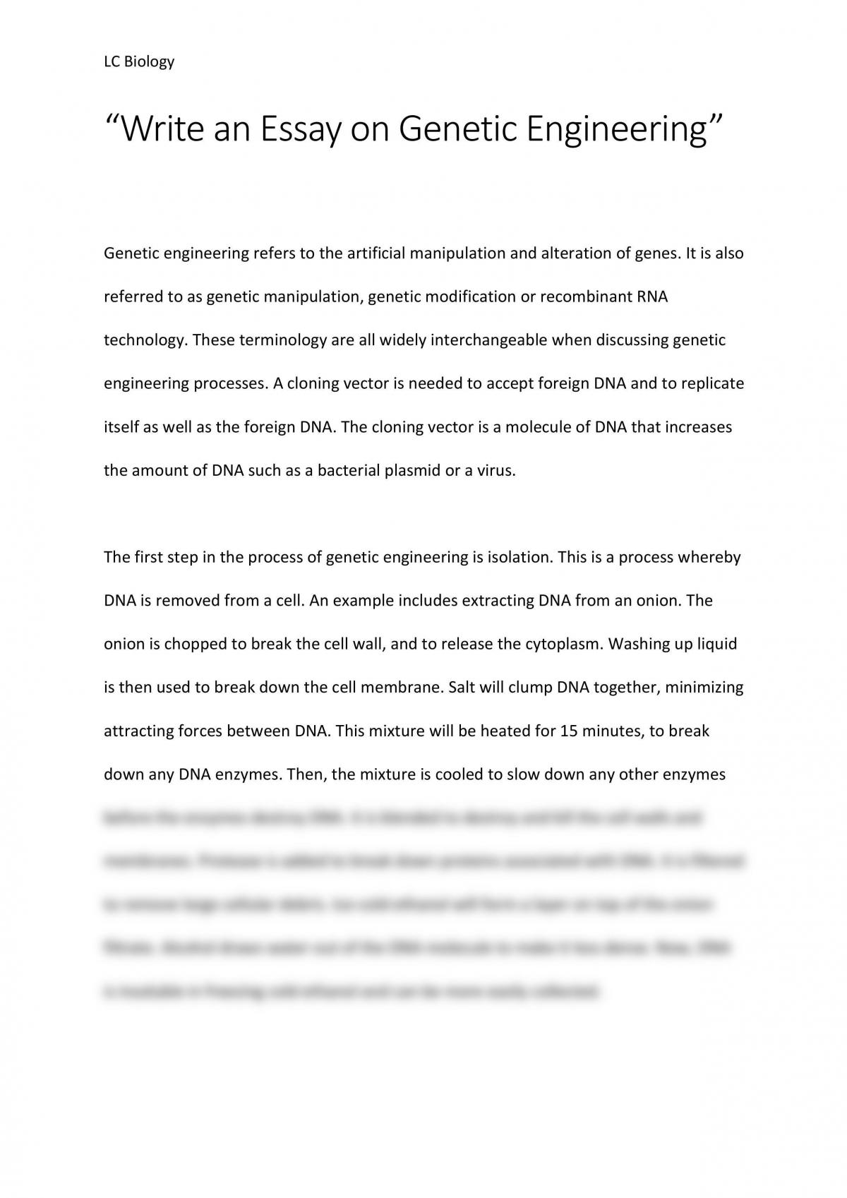 short essay on genetic engineering