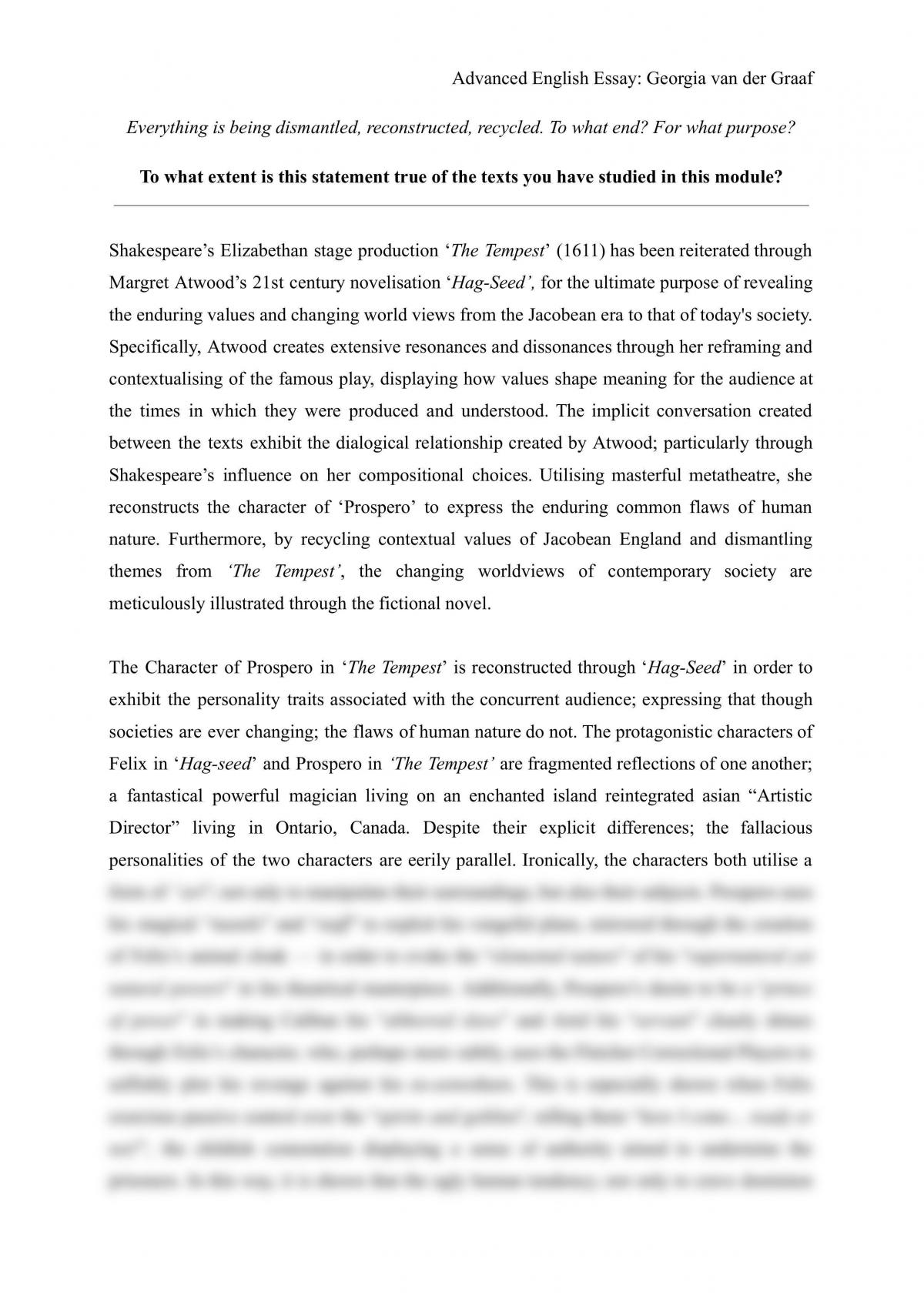 the tempest and hagseed essay