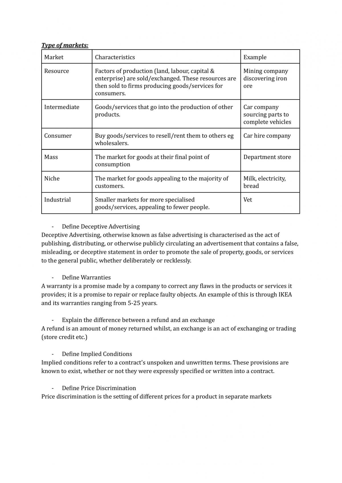 Marketing Notes | Business Studies - Year 12 HSC | Thinkswap