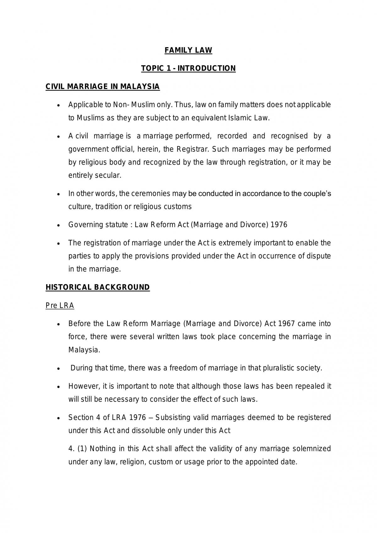 Family Law Notes  UFL1612 - Family Law - MMU  Thinkswap