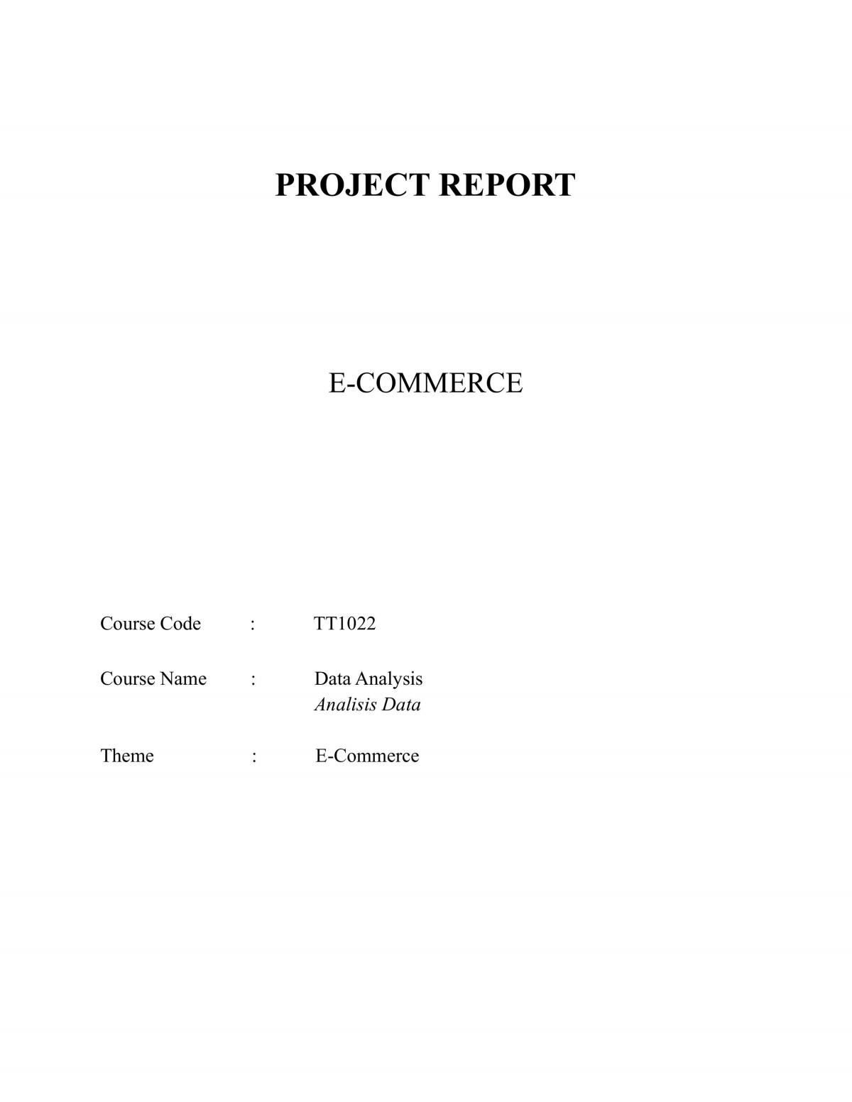 Project Report  ECommerce  TTTT1022  Data Analysis  UKM  Thinkswap
