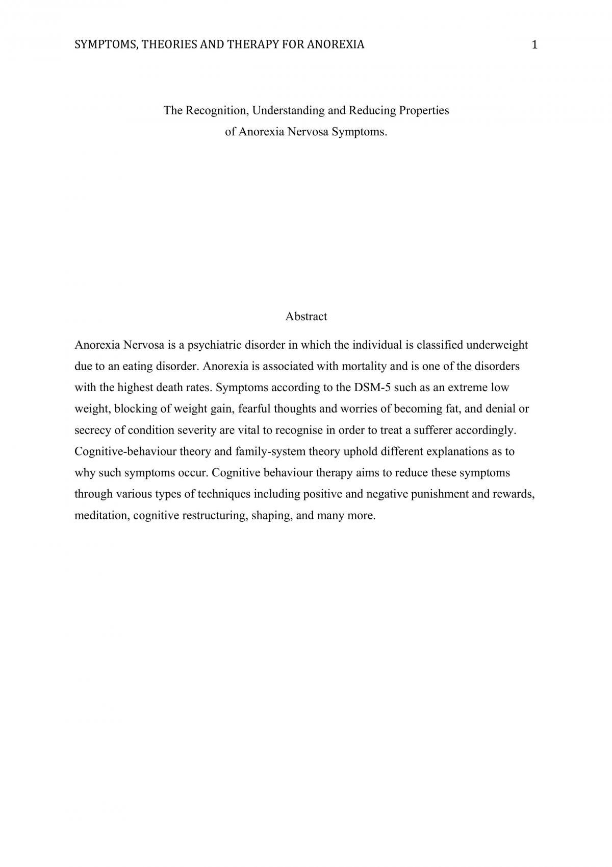 introduction anorexia nervosa essay