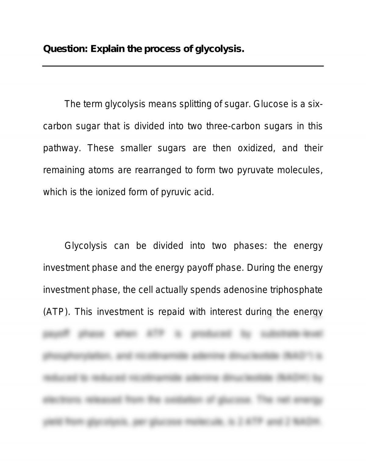 write a essay on glycolysis