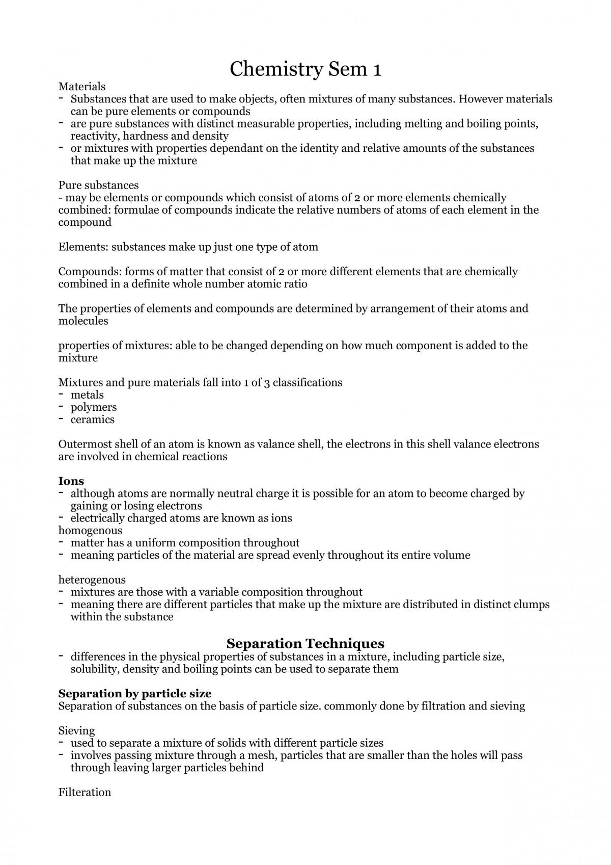 Chemistry Semester 1 Curriculum Notes | Chemistry - Year 11 WACE ...