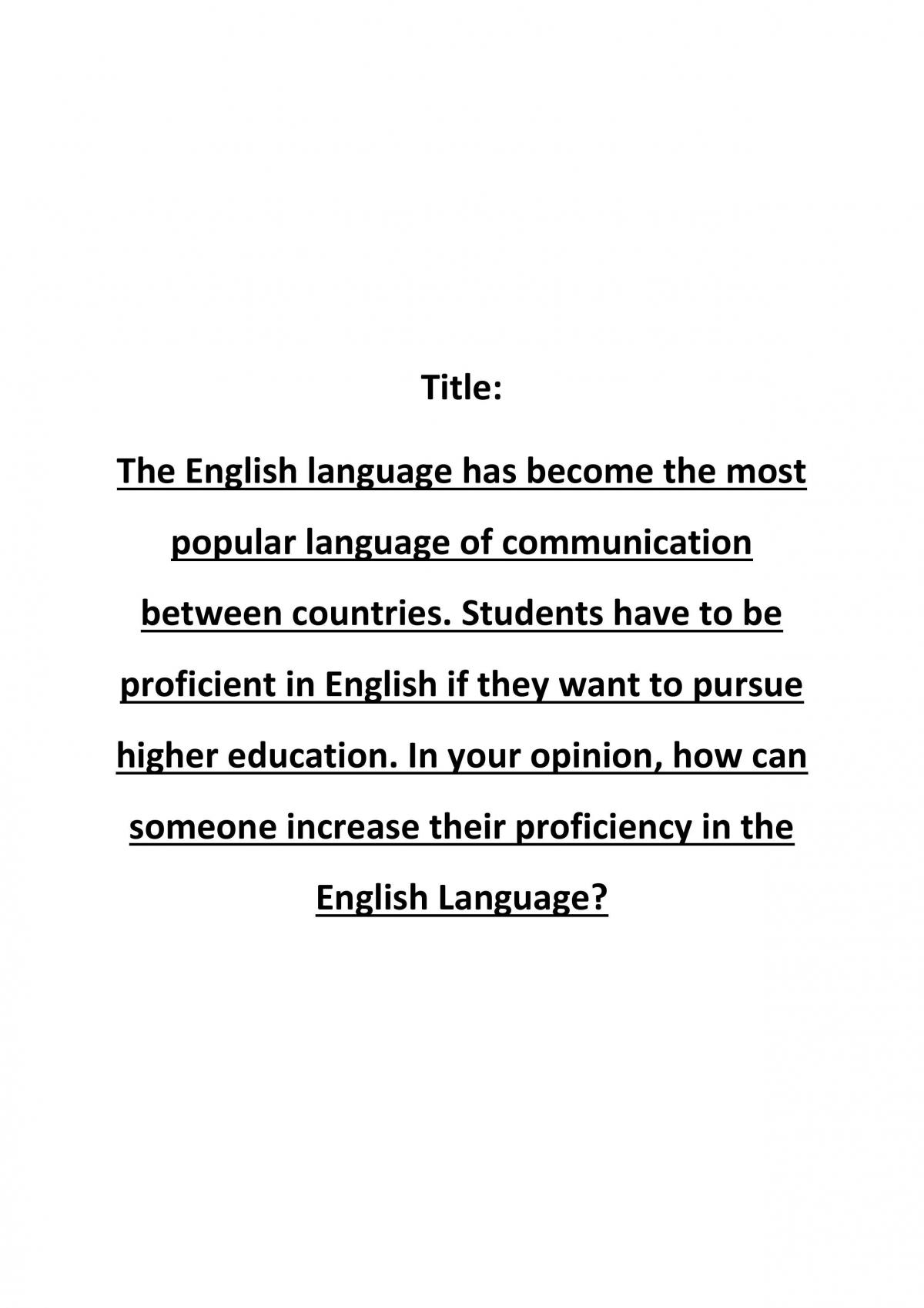 good proficiency in english language essay