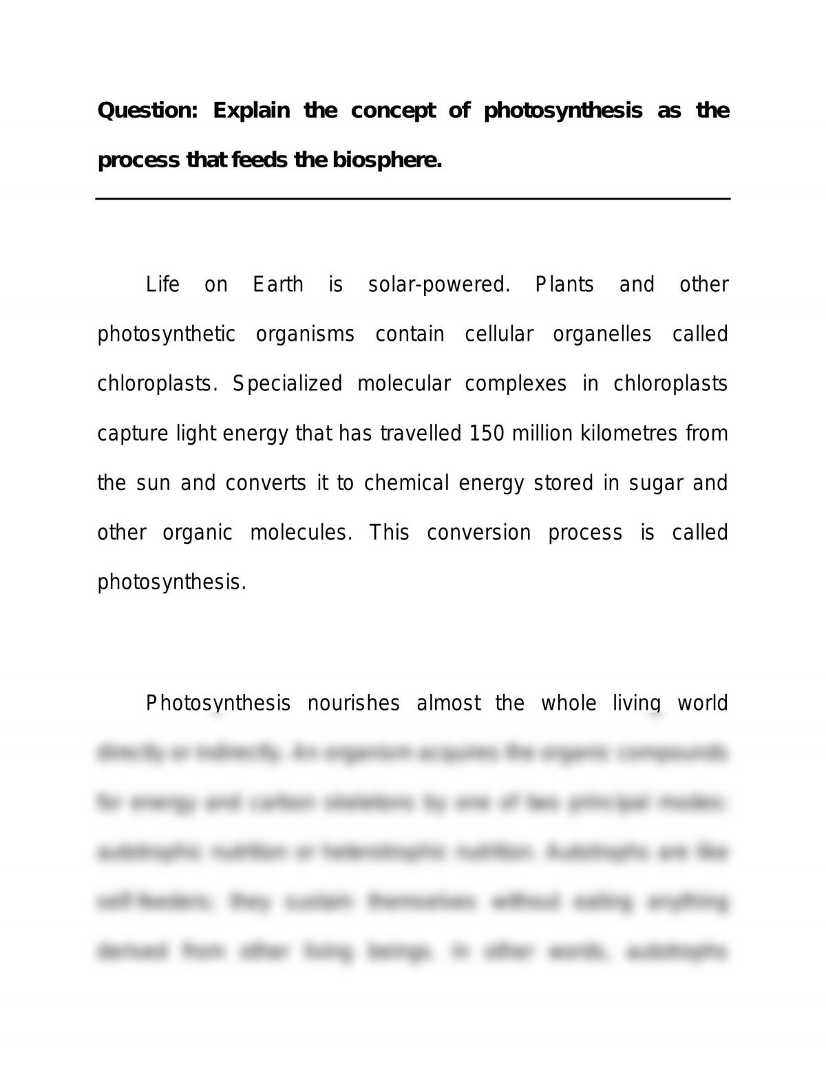 ib biology essay questions photosynthesis