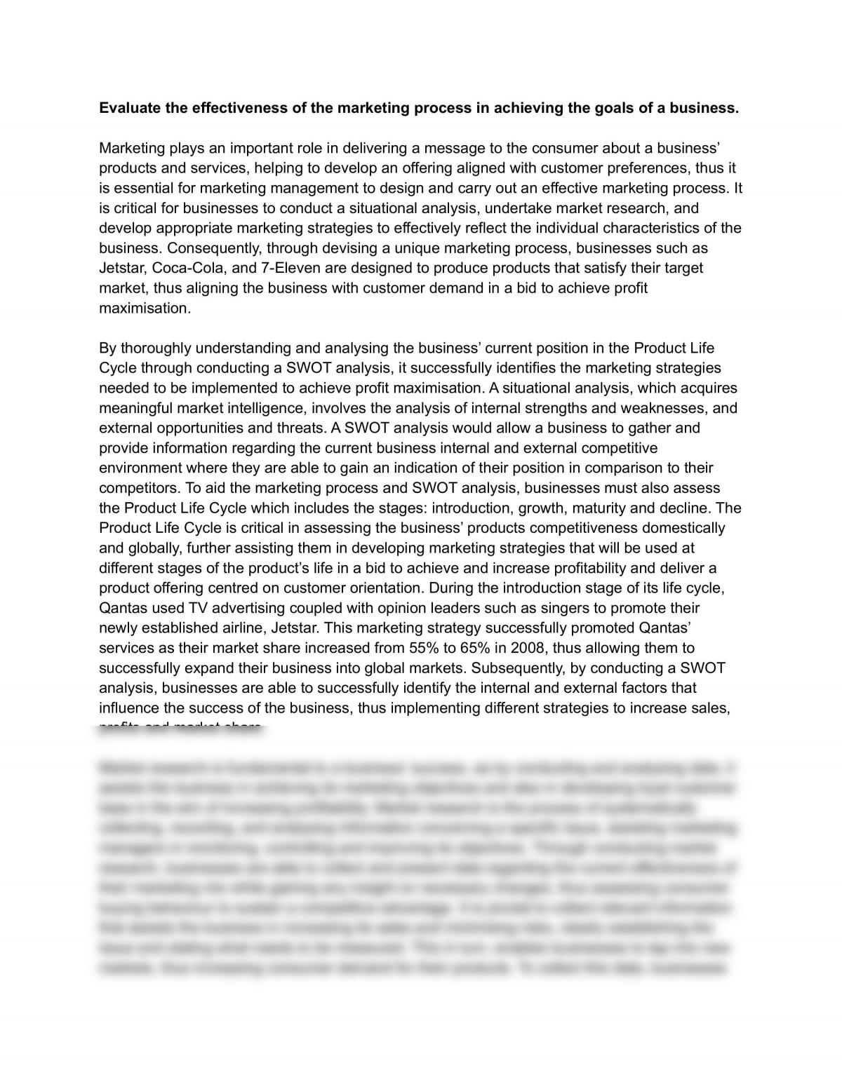 marketing process essay pdf