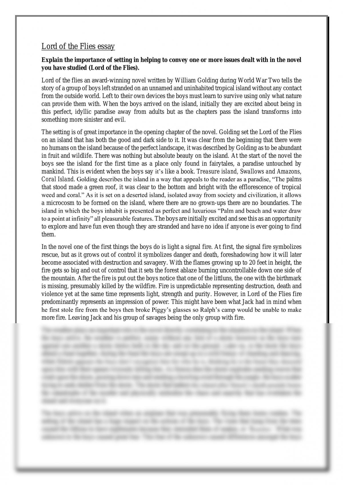 lord of the flies essay pdf
