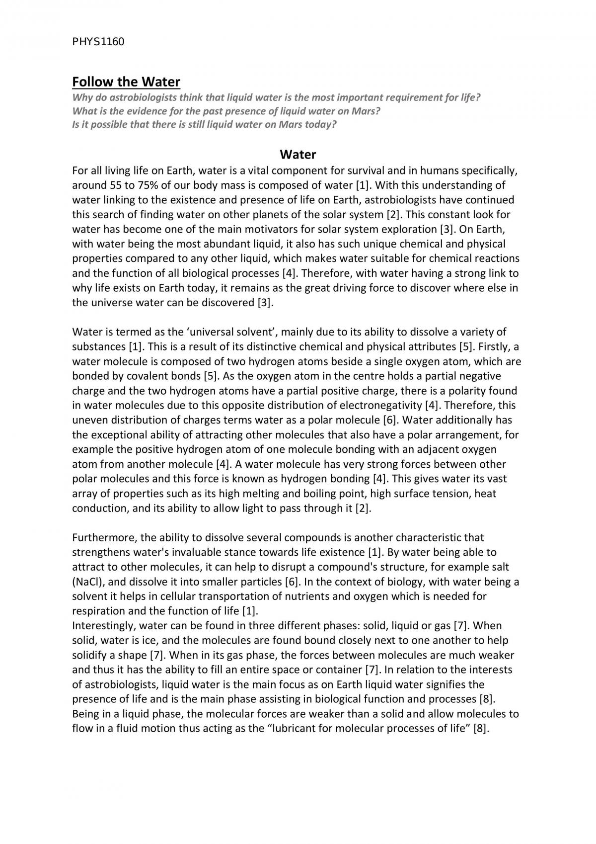 1 minute essay on water