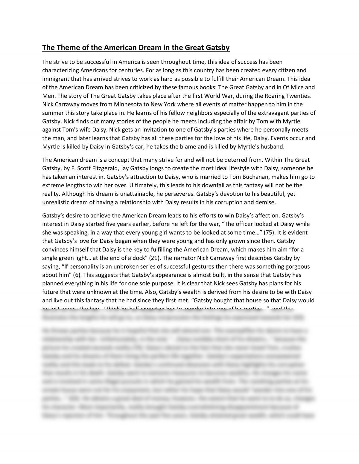 the great gatsby essay thesis