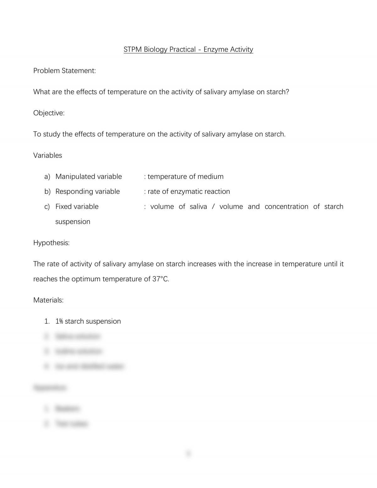 stpm biology experiment 4 enzyme activity