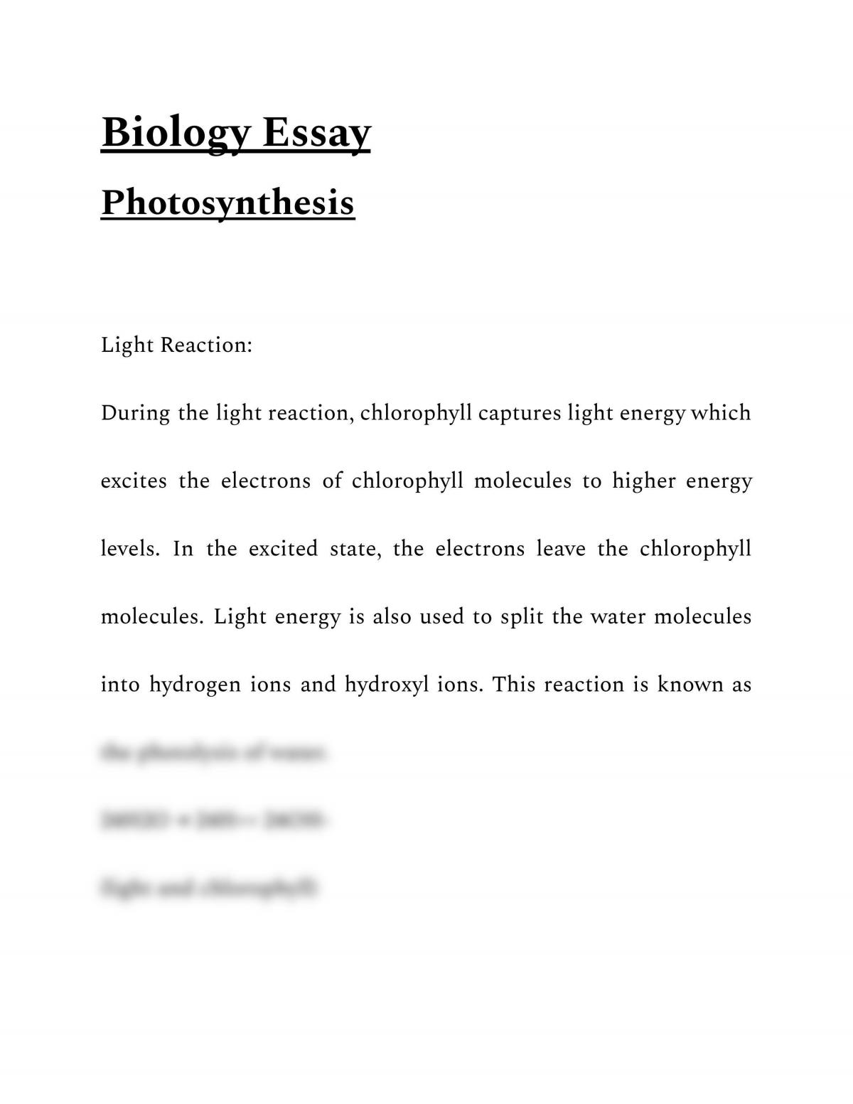 photosynthesis essay conclusion