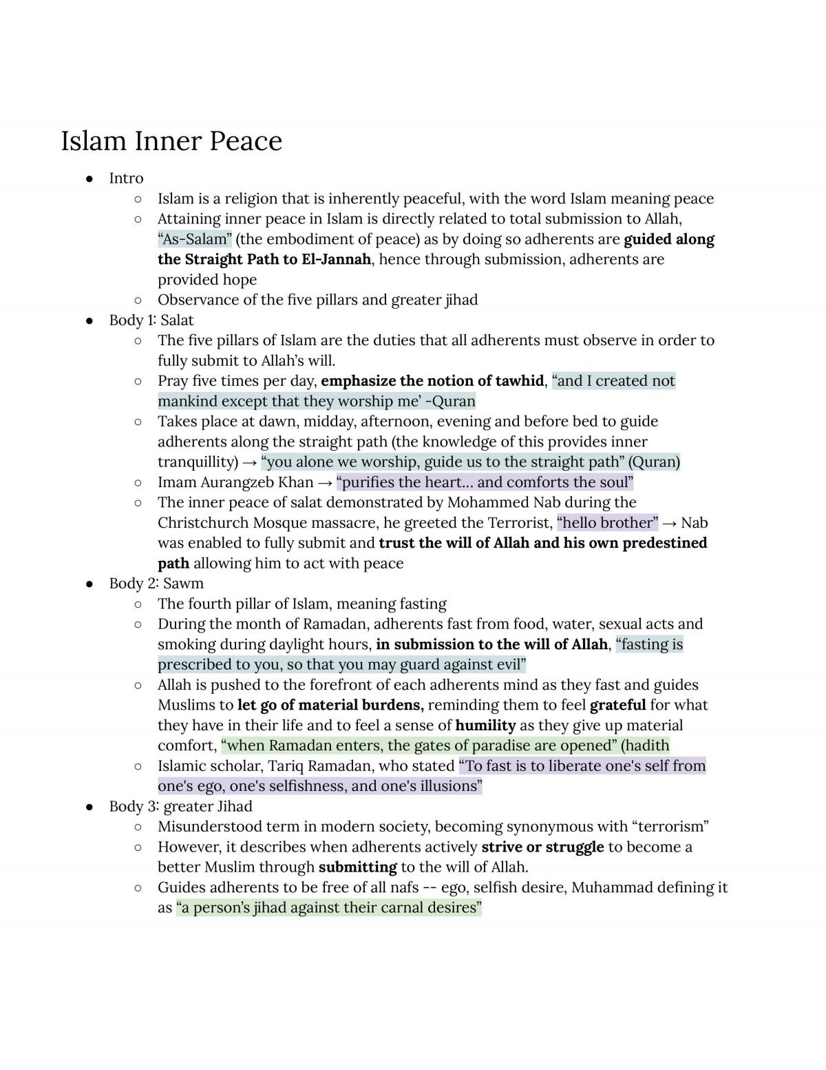 islam peace essay hsc