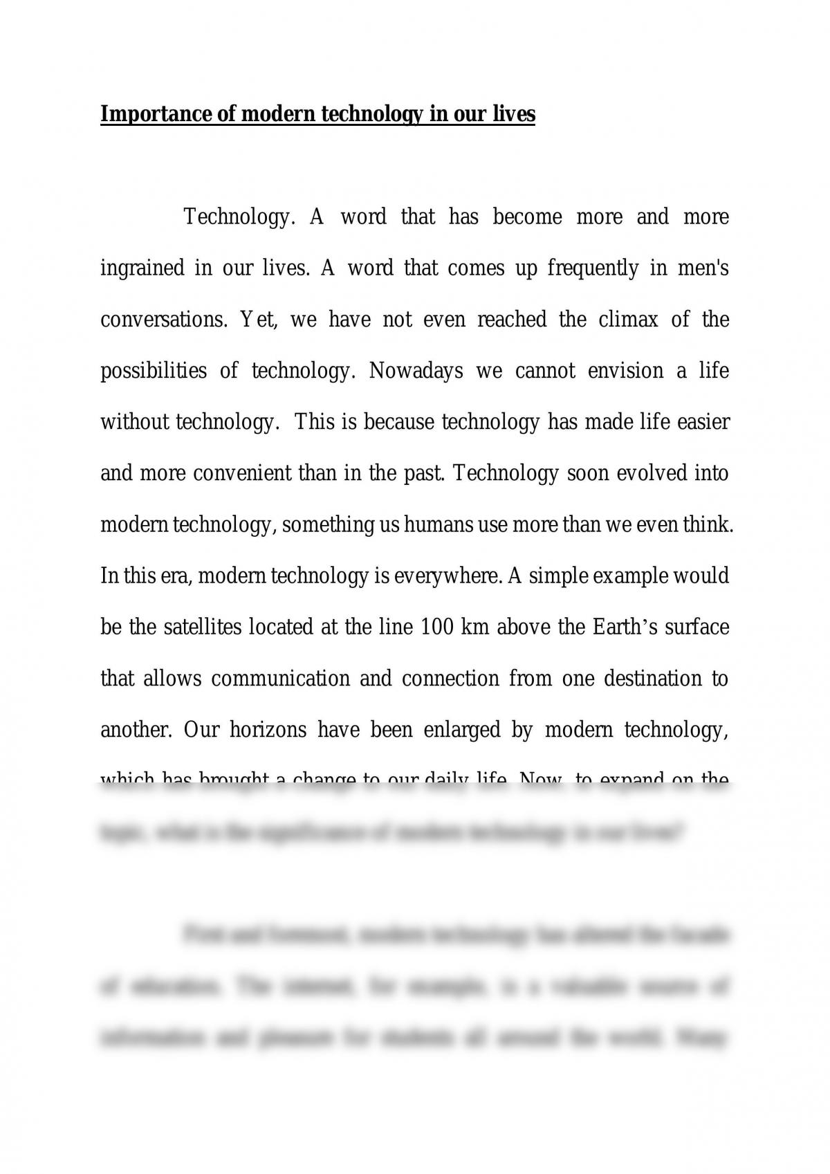 modern technology essay 250 words in english