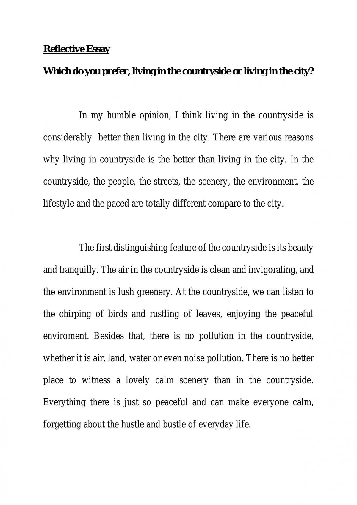 living in the city or province essay