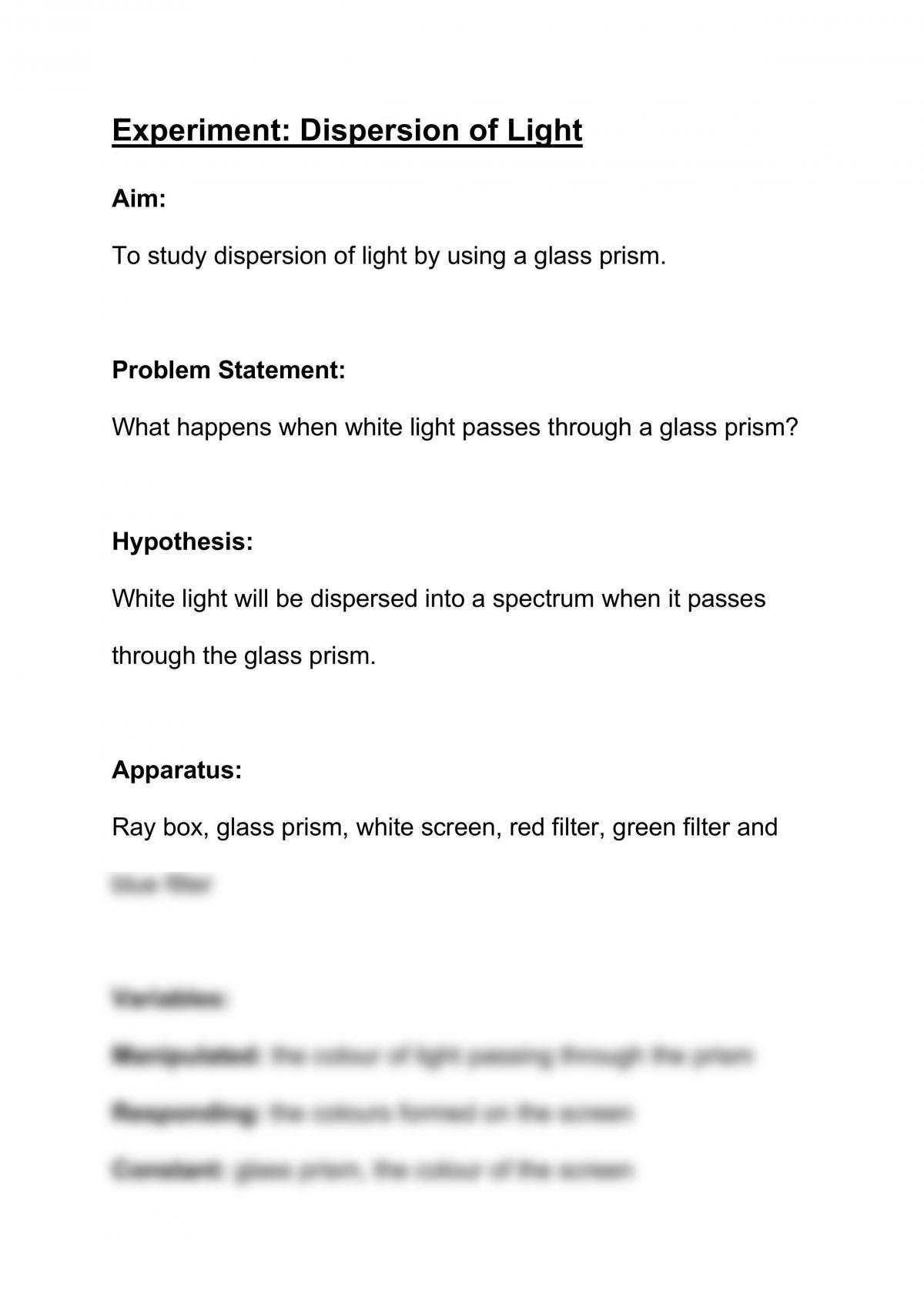 dispersion of light experiment pdf