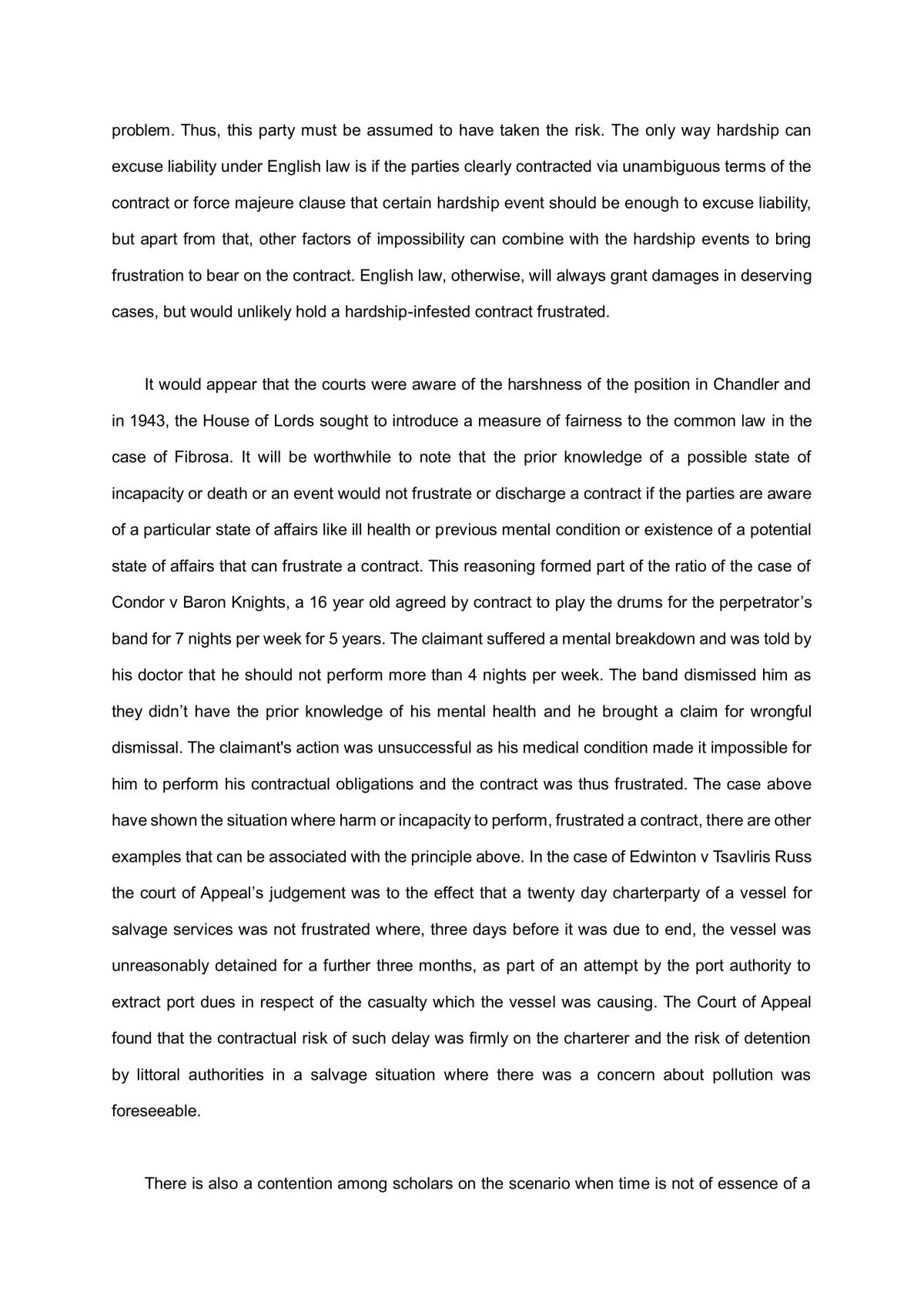 contract law frustration essay