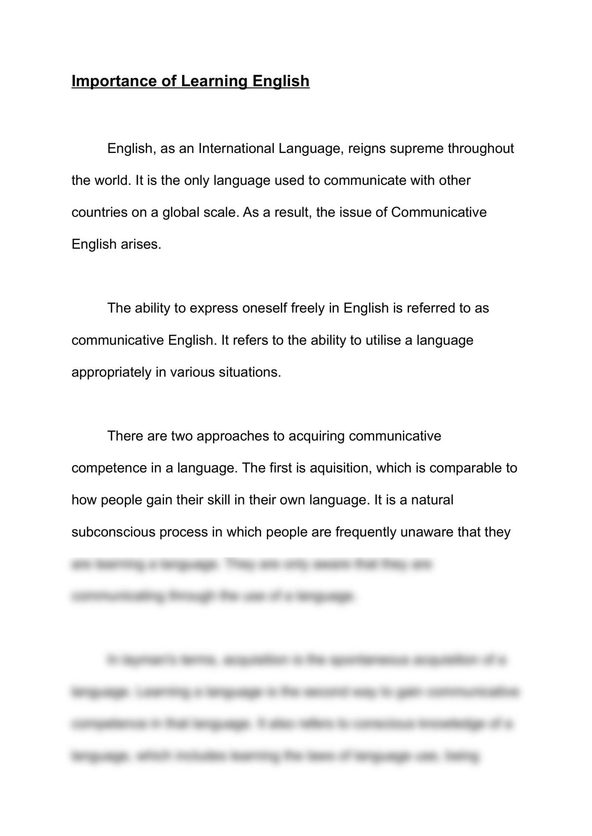 essay about learning new language