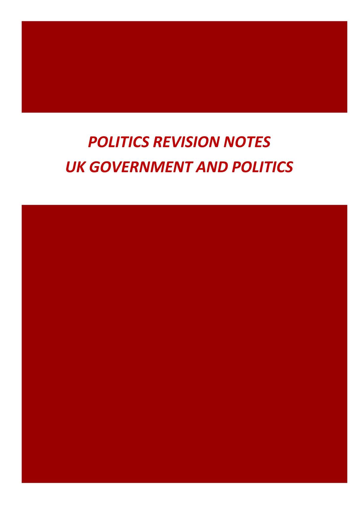 Full revision notes for Politics A Level Politics A Level A Levels