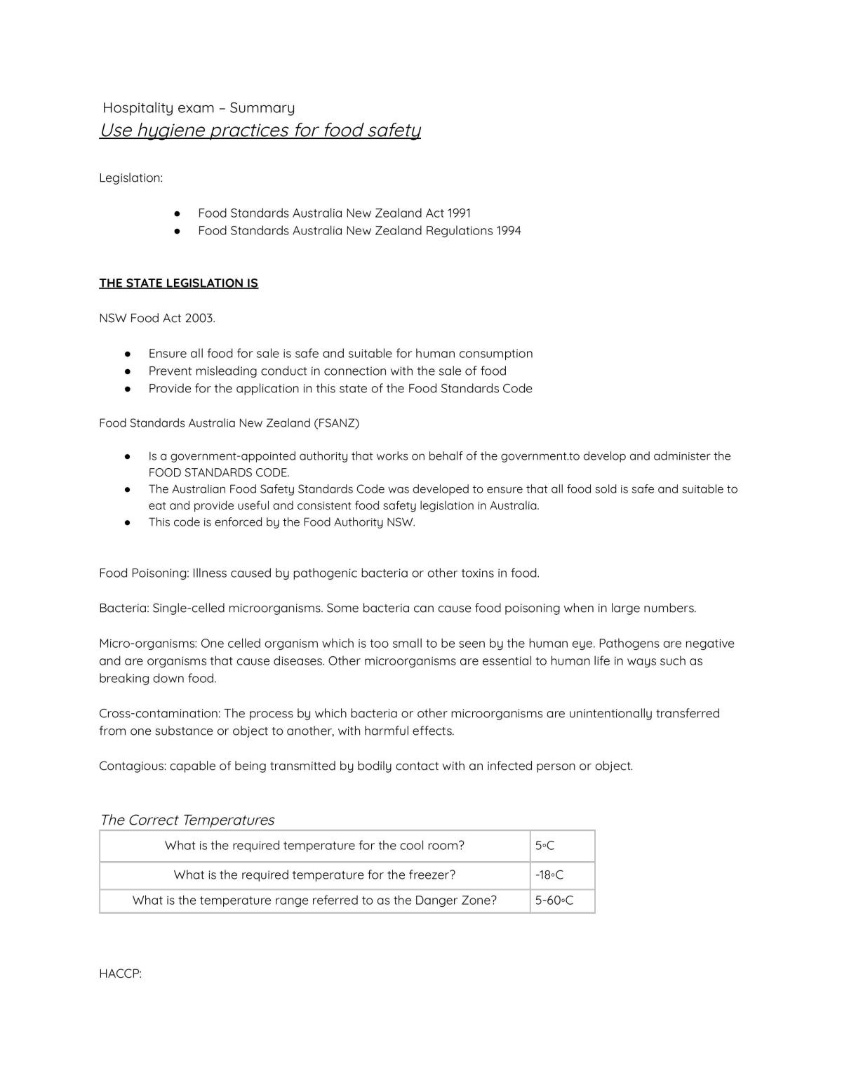 HSC Exam Study Notes | Food Technology - Year 12 HSC | Thinkswap