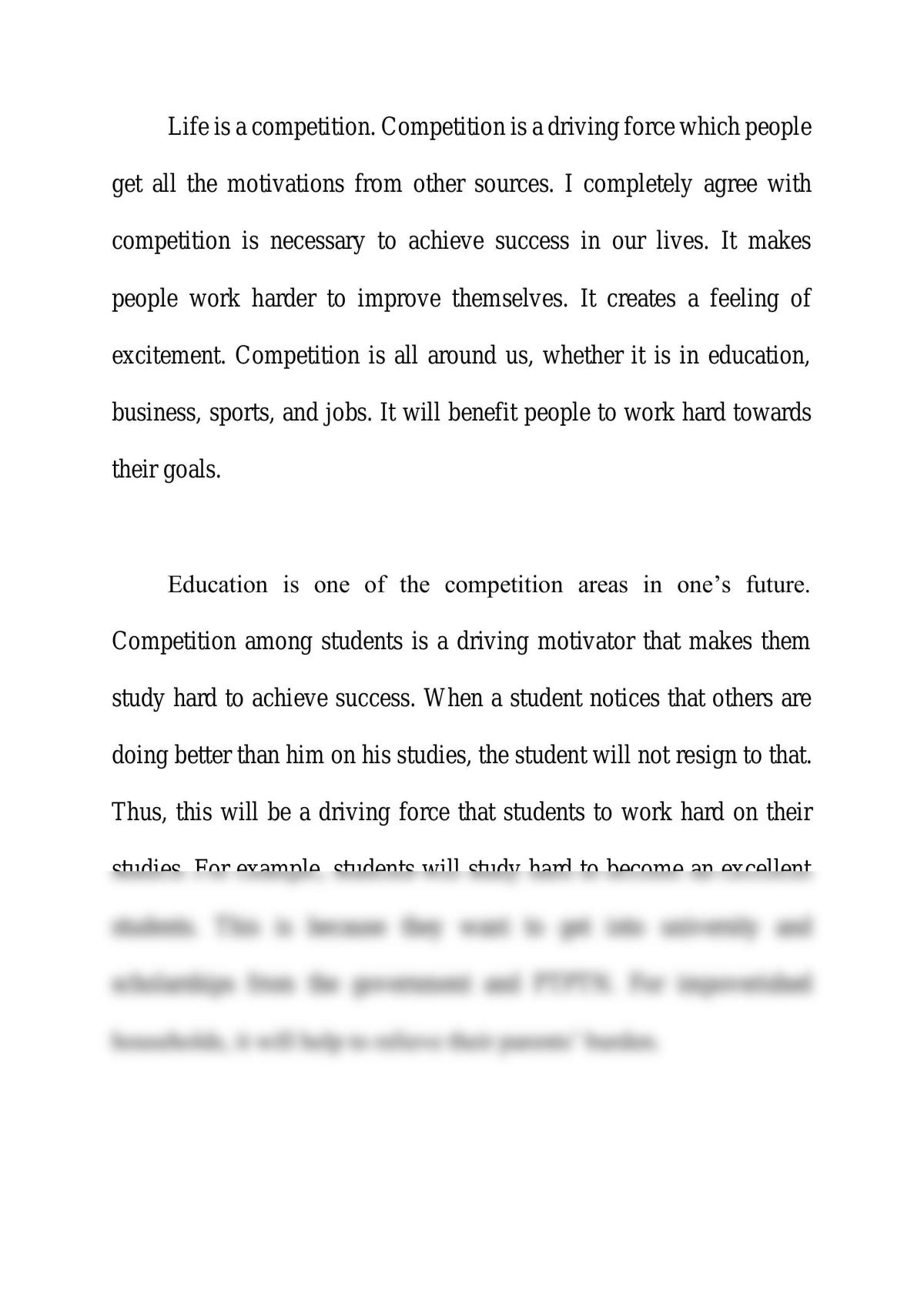 write an essay explaining why competition is necessary for success