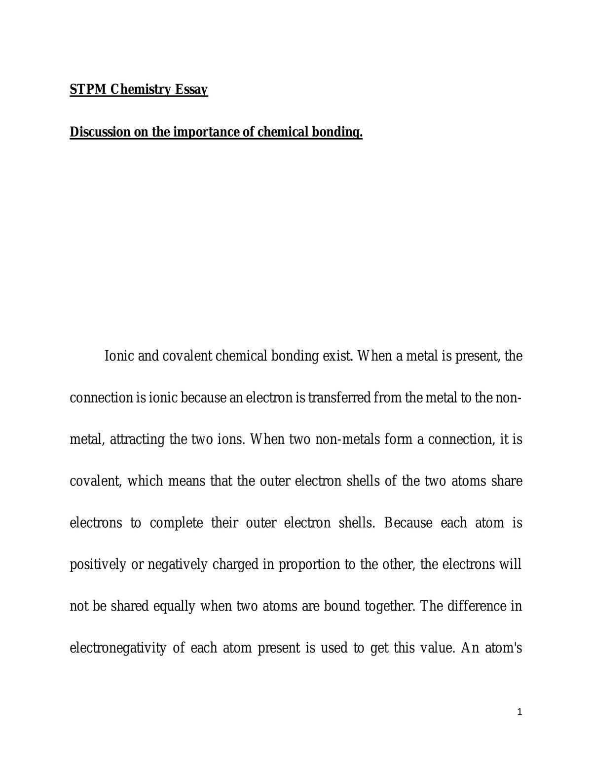 essay about chemical bonding