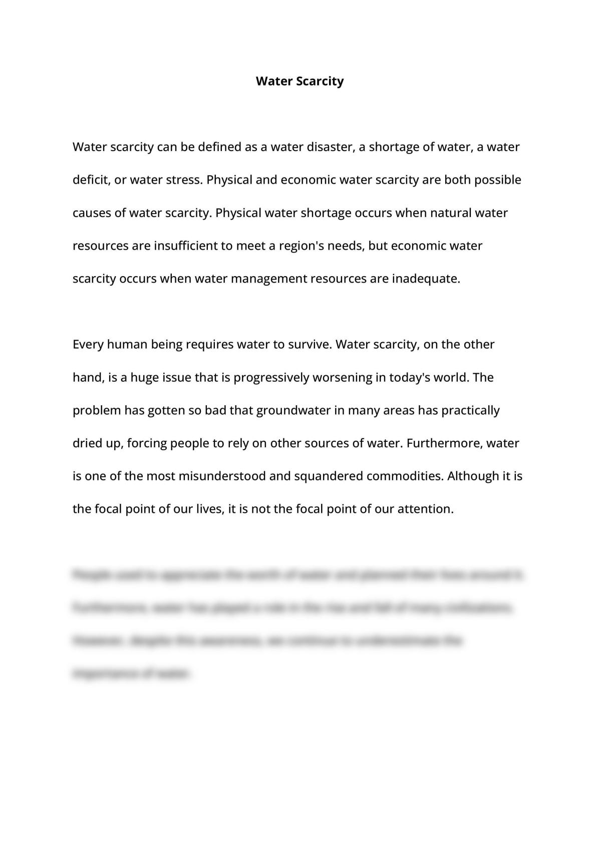 the scarcity of water essay