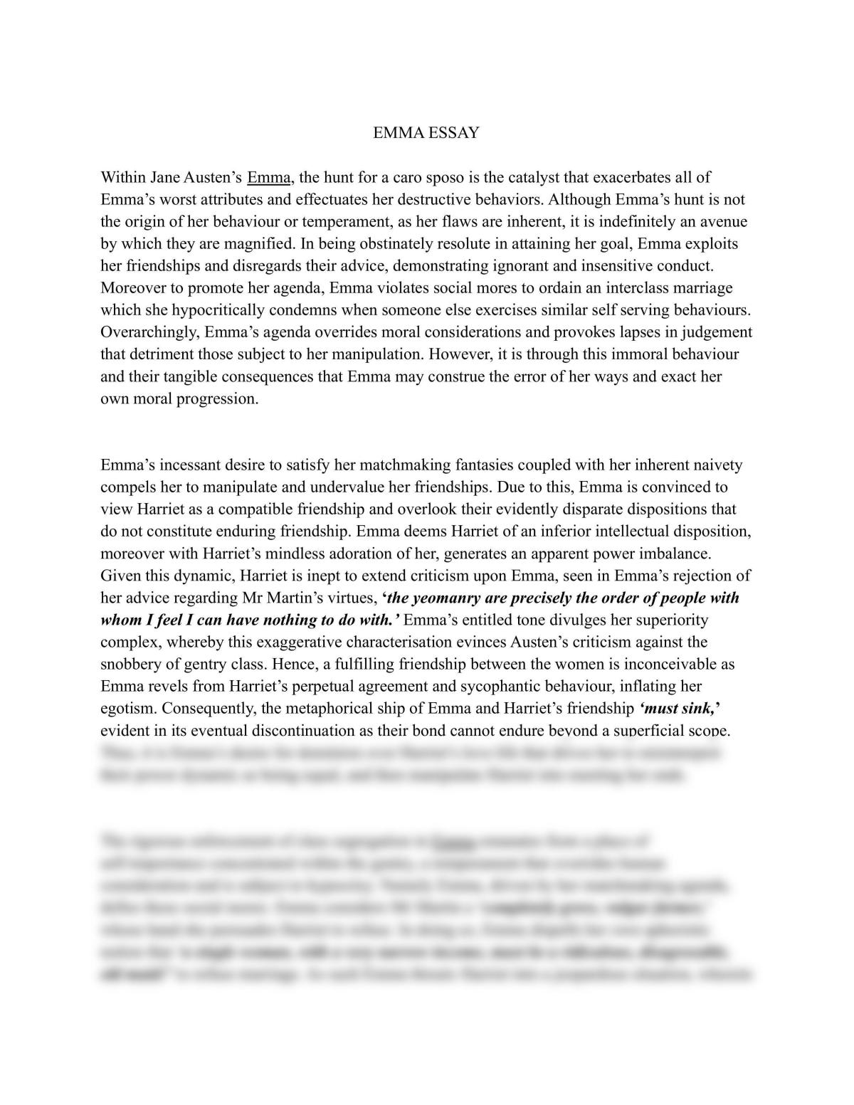 essay on the book emma
