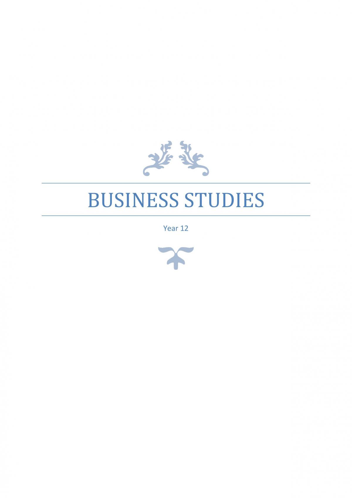 Complete Summary of HSC Business Business Studies Year 12 HSC