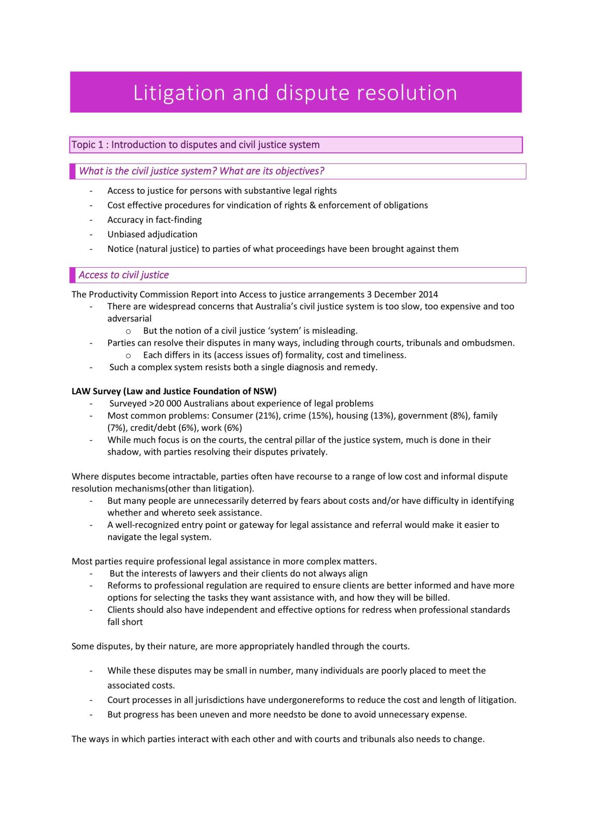 Litigation And Dispute Resolution Law4303 Litigation And Dispute