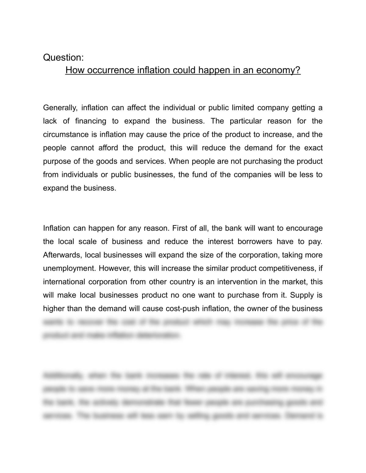 economic conditions research paper