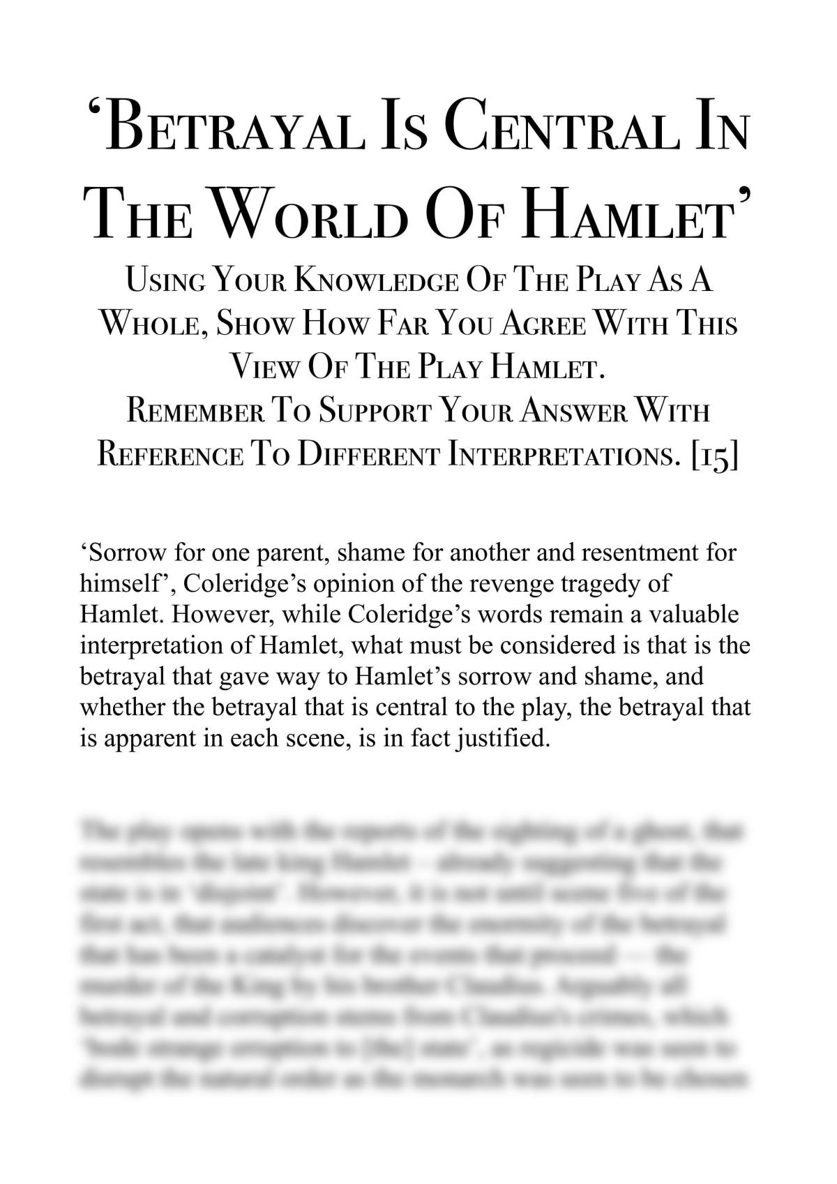 hamlet part b essay