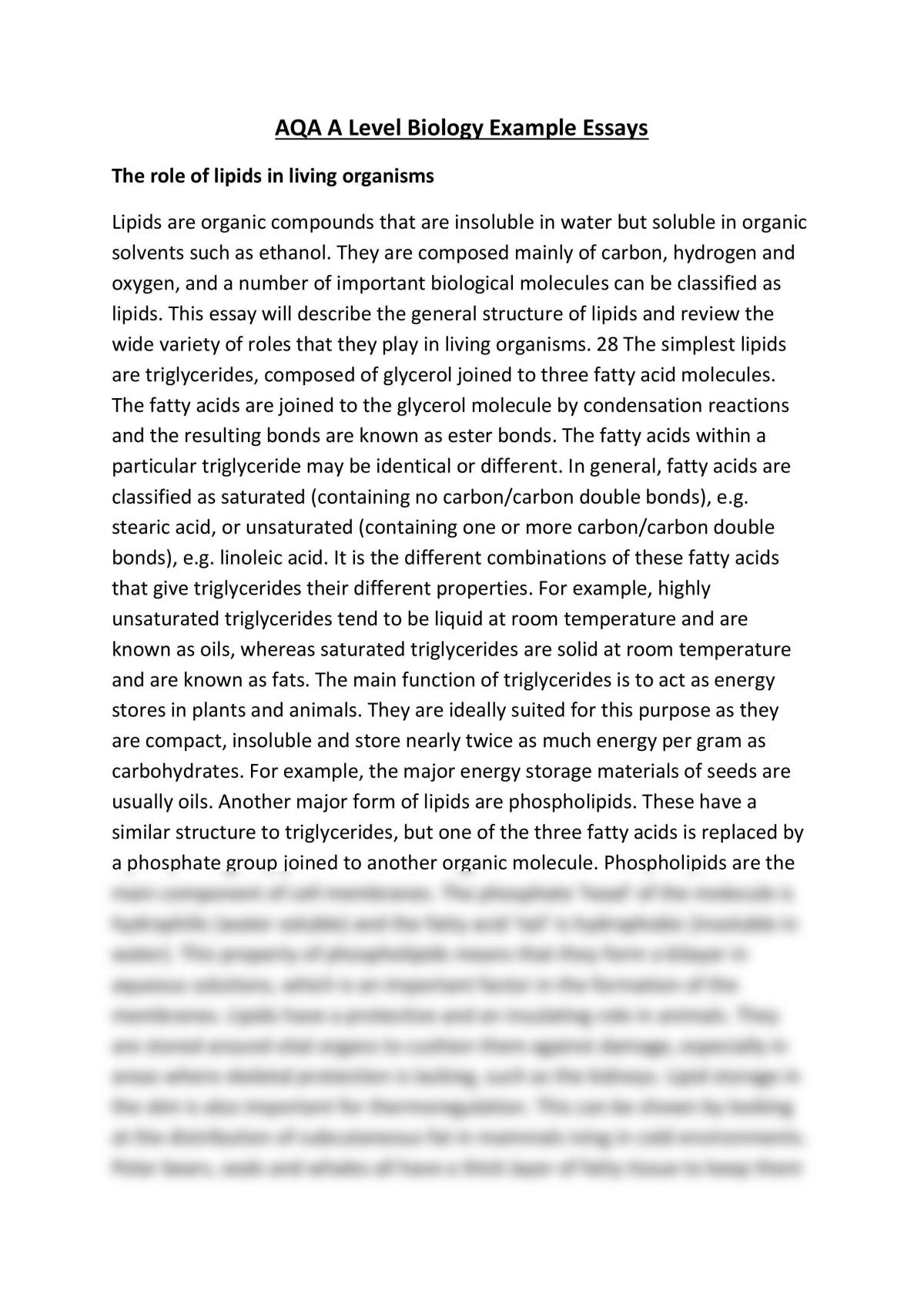 example essay a level biology
