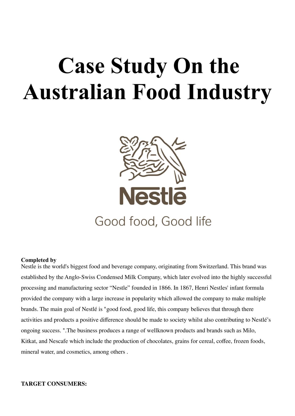 case study on food industry