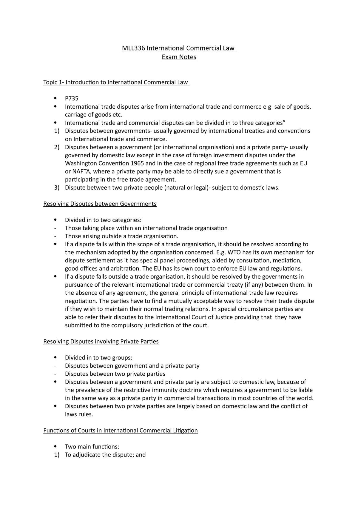 international commercial law research topics