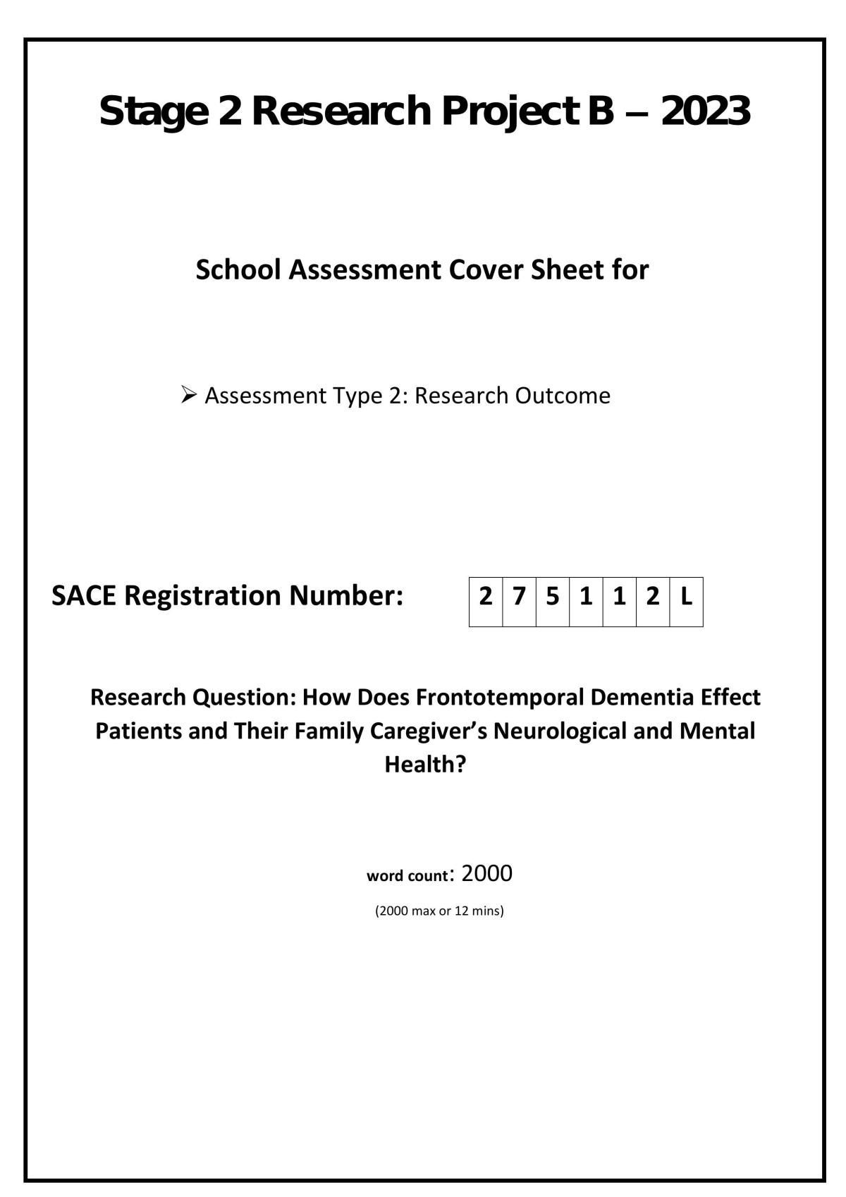 sace research project results