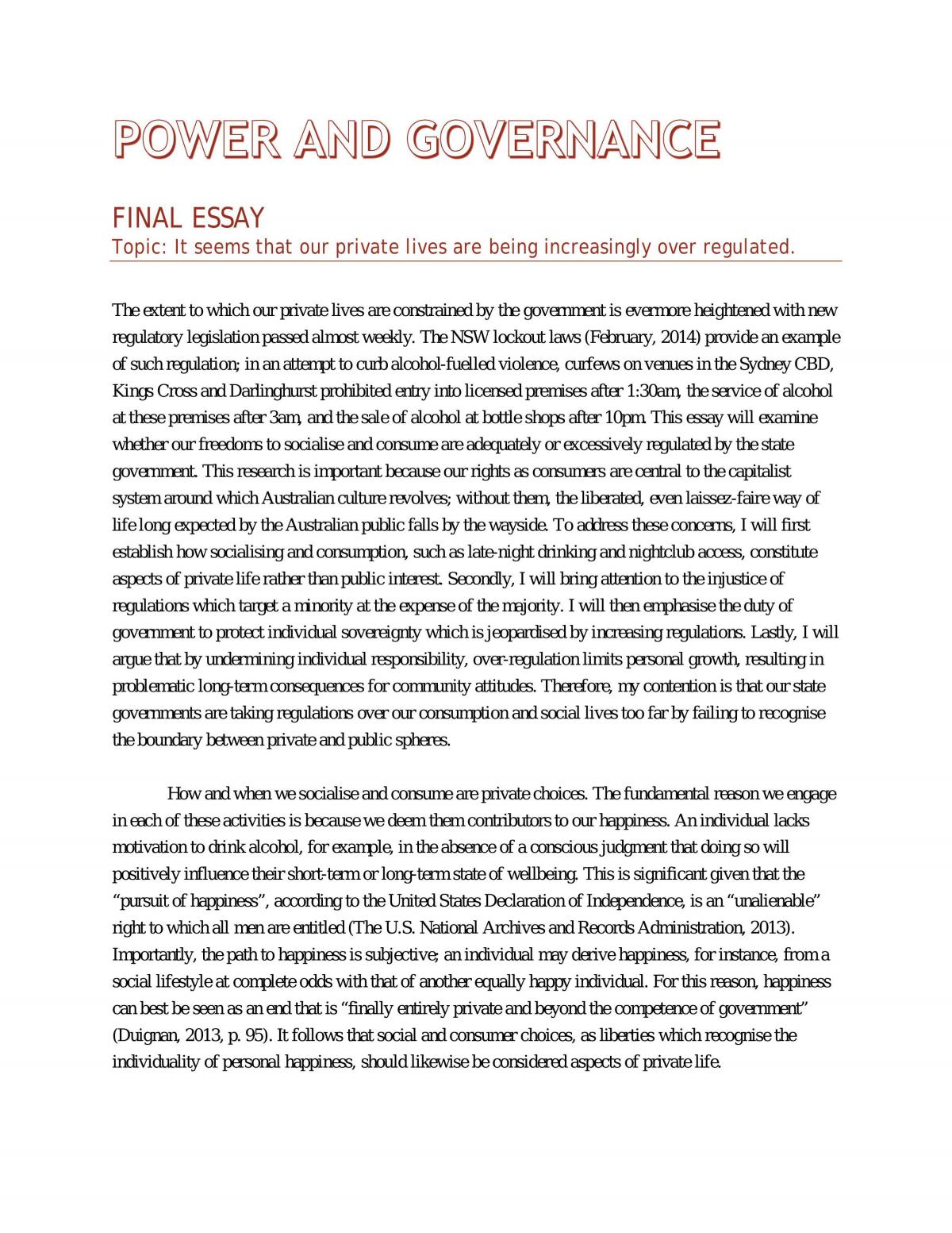 power authority and governance essay
