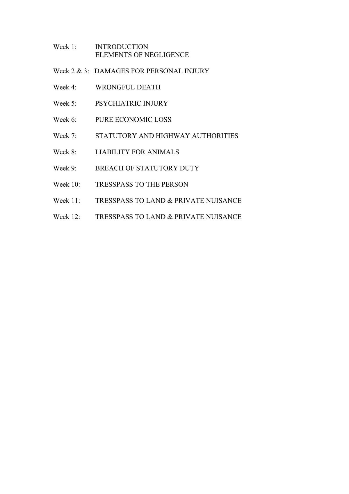 Torts II Study Exam Notes LAW131 Torts Law UNE Thinkswap