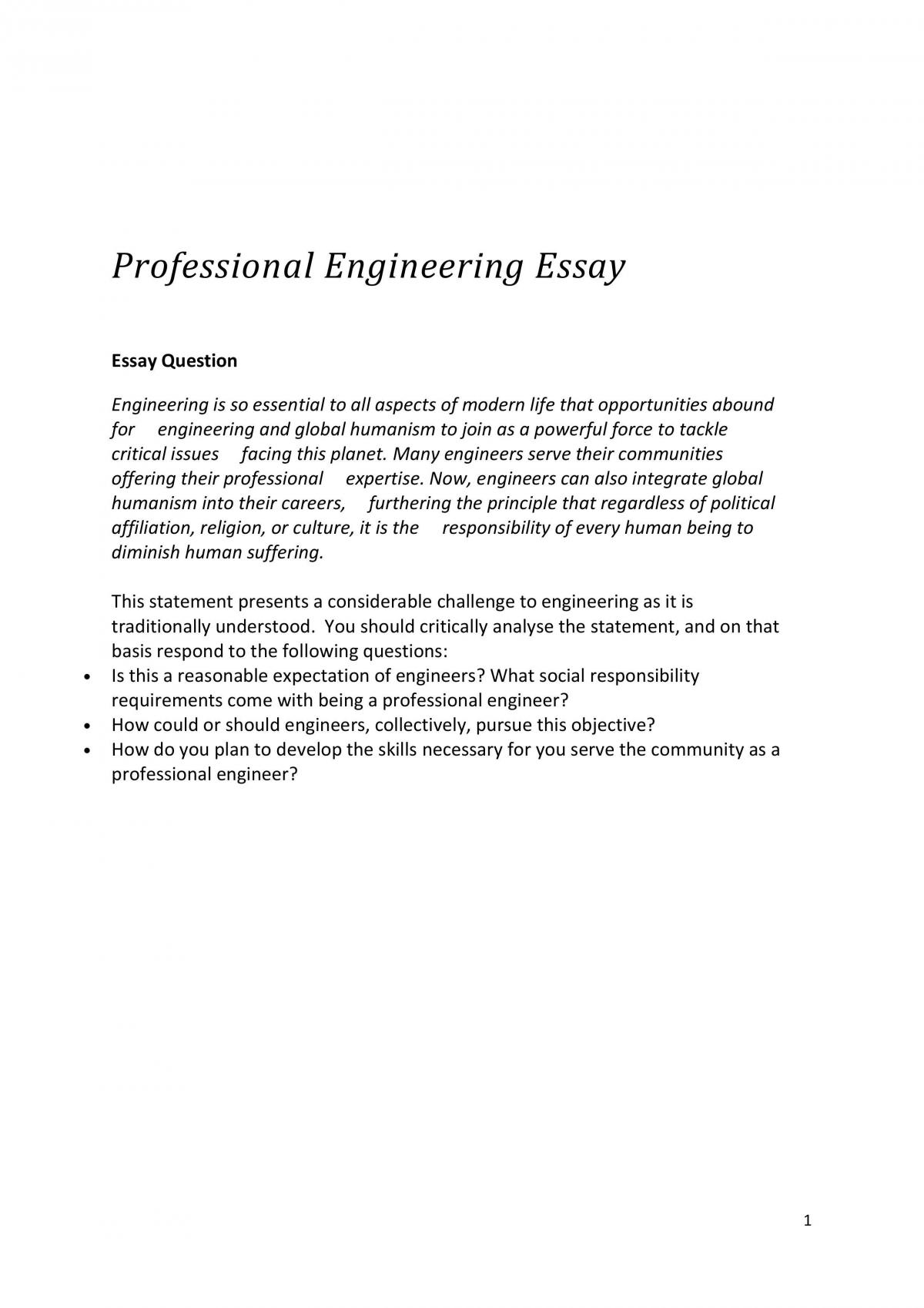 essay on engineering student