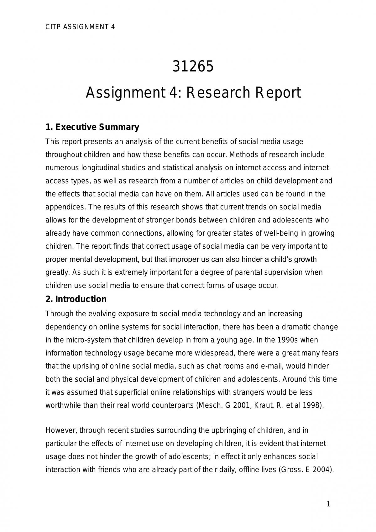 the final research report is not