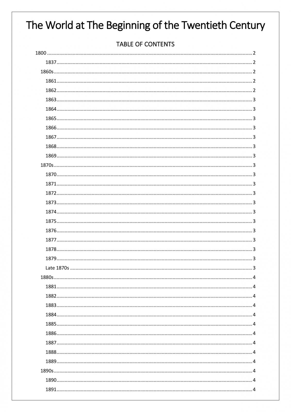 Full Timeline for the Turn of the Twentieth Century Modern History