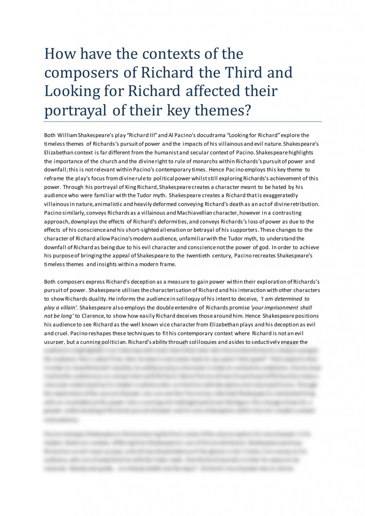 looking for richard essay