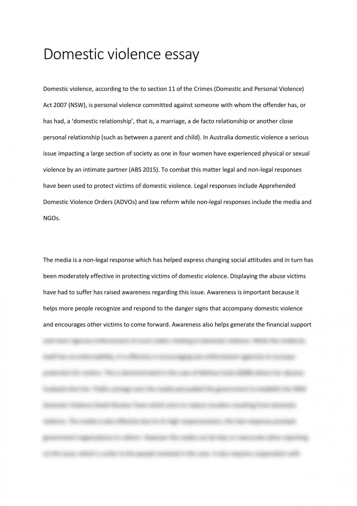 domestic violence essay abstract