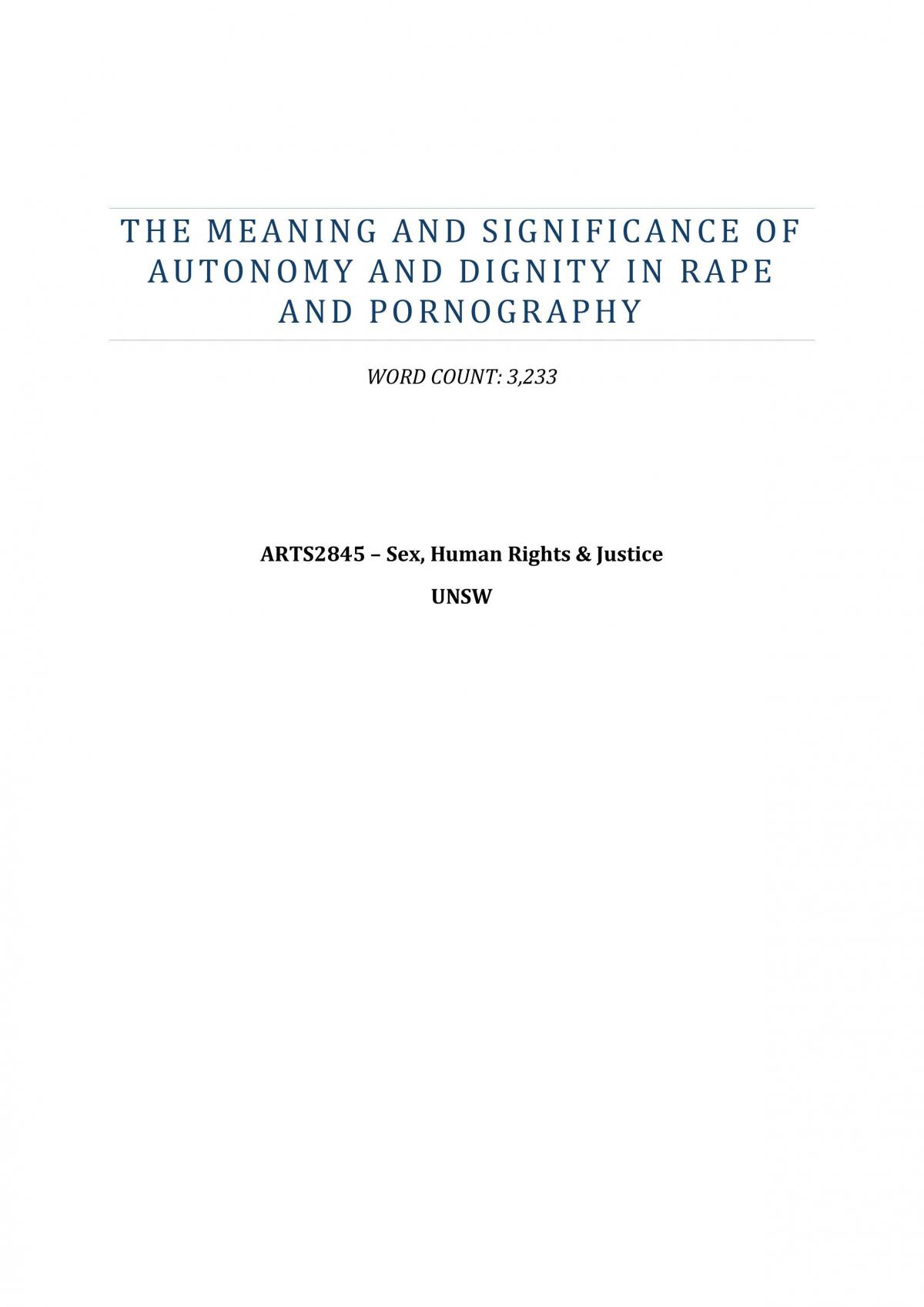 Arts2845 Sexual Autonomy Essay Arts2845 Sex Human Rights And Justice Unsw Thinkswap