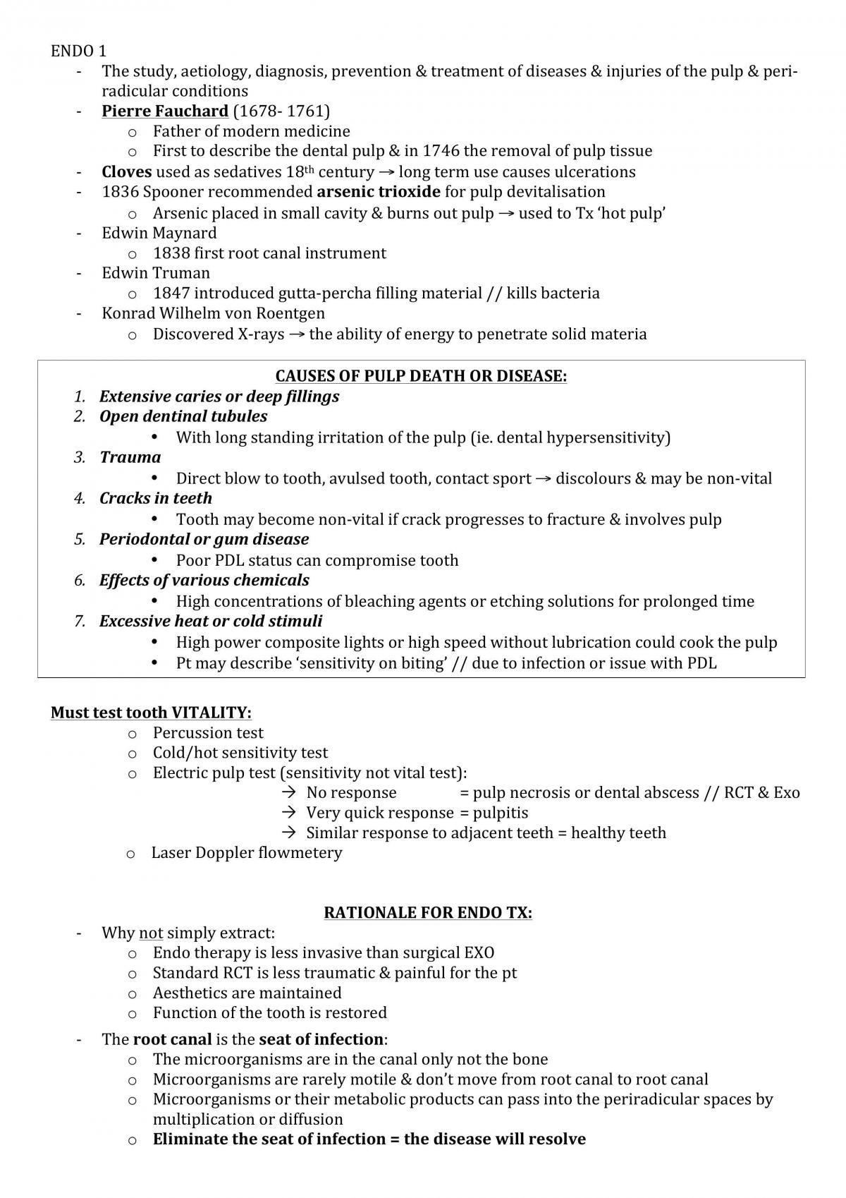 Endodontics Complete Notes | 3030DOH_Y2 - Clinical Dental Practice II