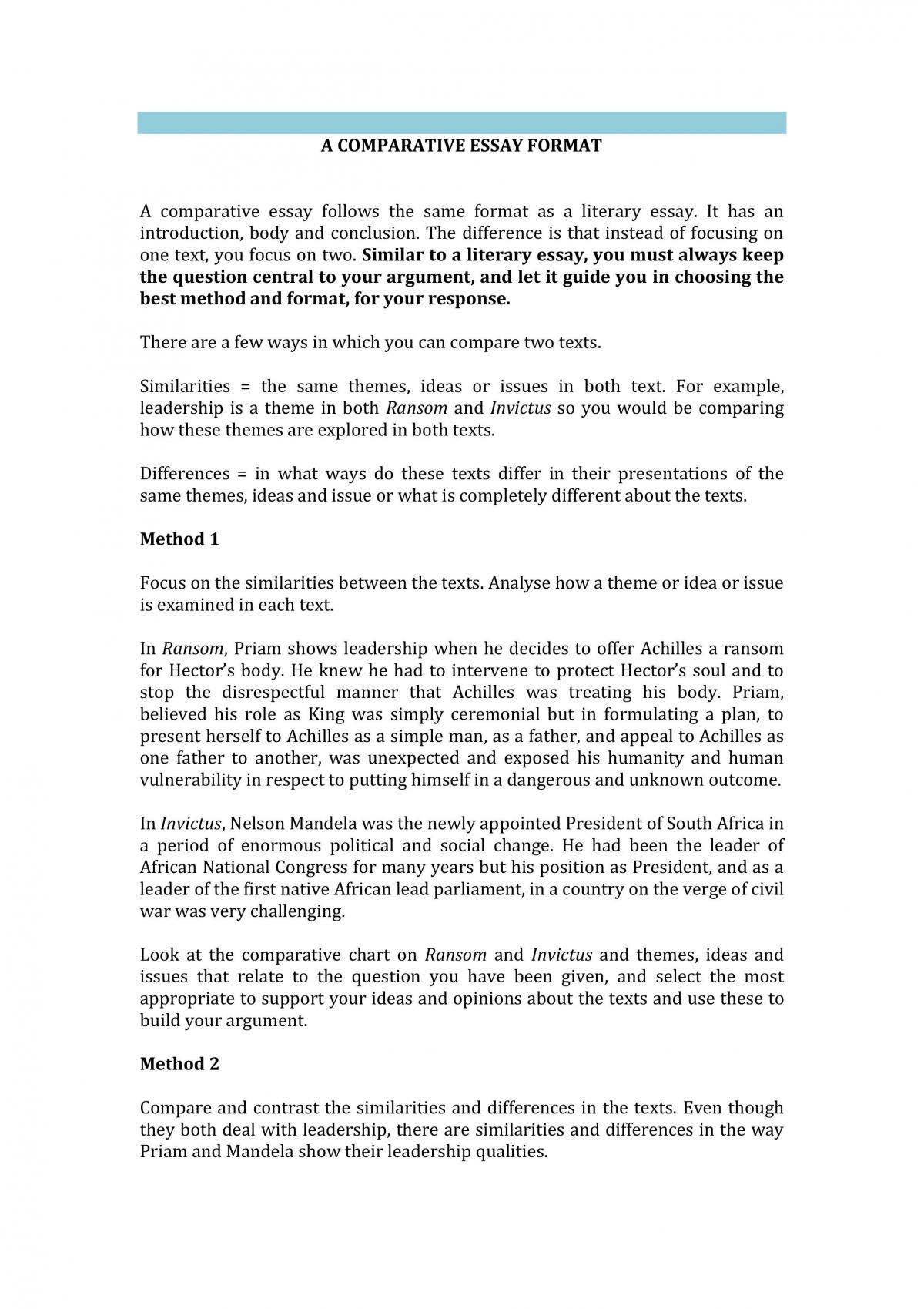 opening statement example compare contrast essay