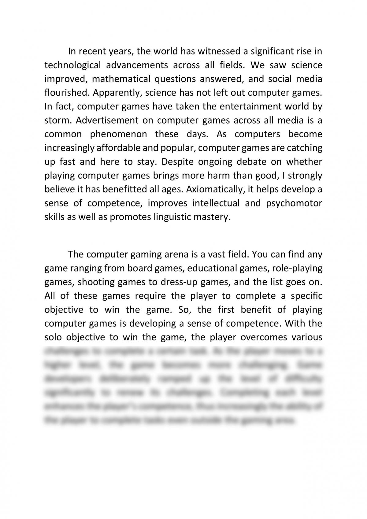 playing computer games essay