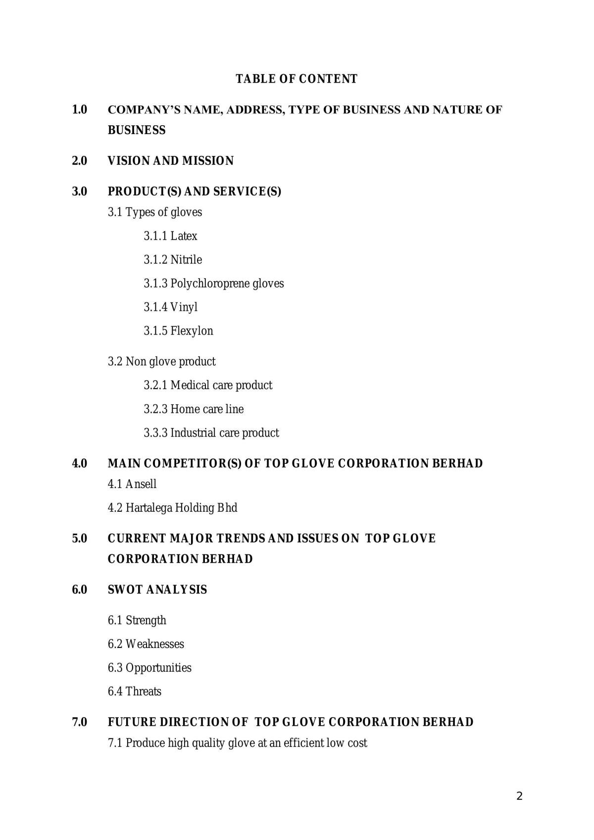 Research about Top Glove Corporation Berhad | BPMN1013 - Principles of ...