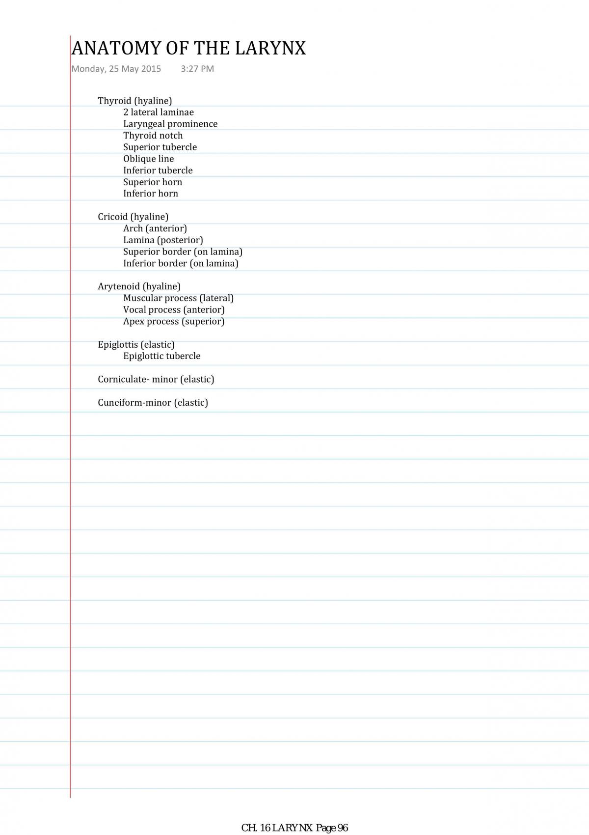 Head and Neck Anatomy Notes Year 2 Semester 1 Content | DOH254