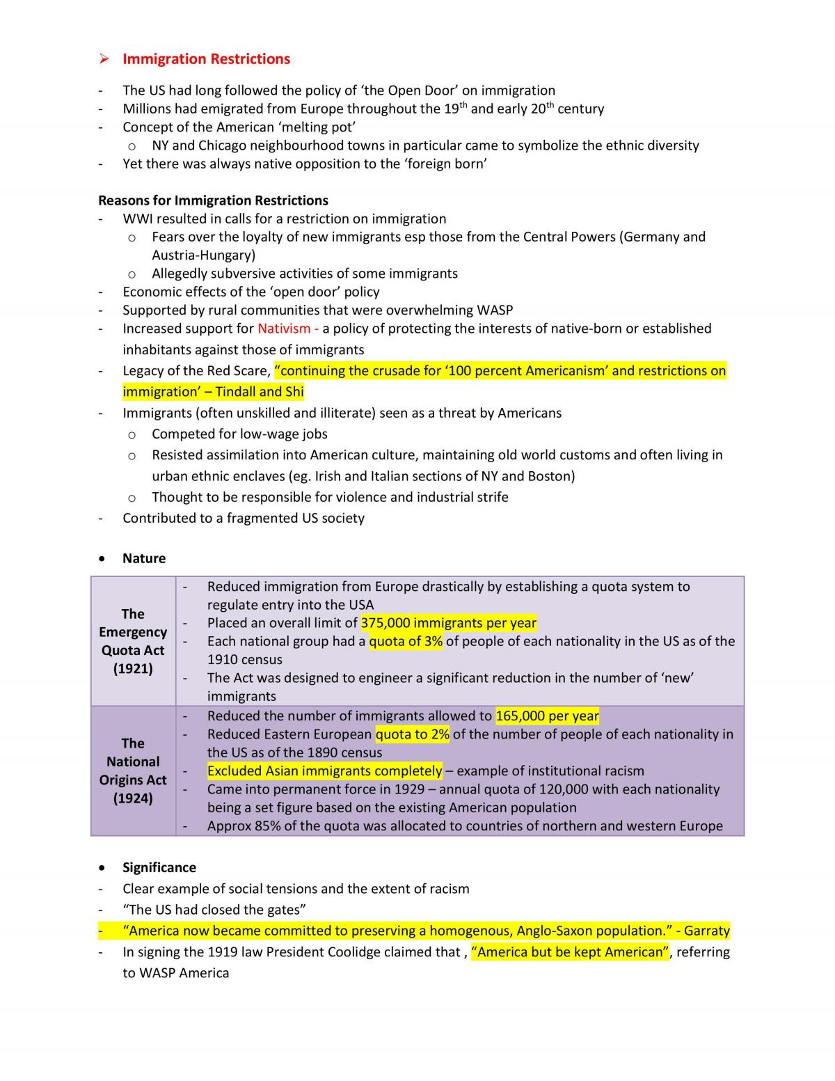 US Society Notes | Modern History - Year 12 HSC | Thinkswap